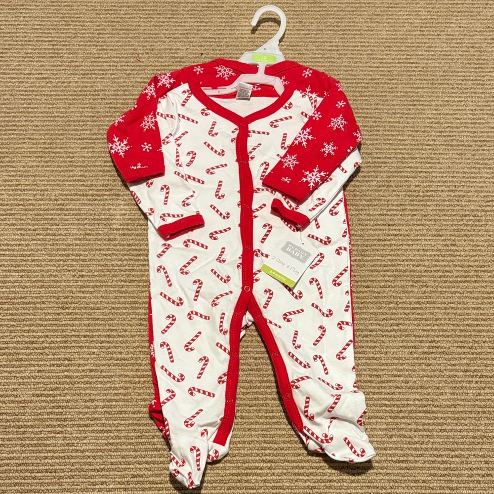 NWT Hudson Baby Christmas Onesies Snowflakes and Candy Canes